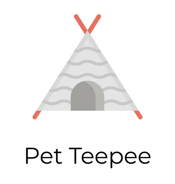 Flat Vector Icon Pet Teepee — Stock Vector