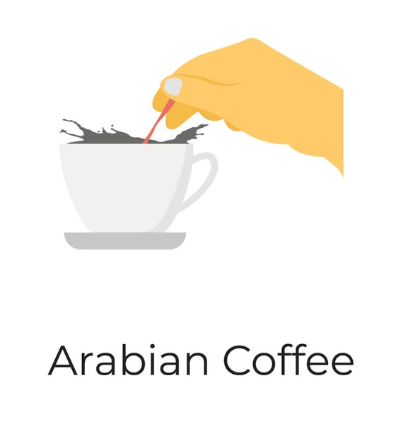 Arap Kahve Simgesi Kahve Karıştırma Ile — Stok Vektör