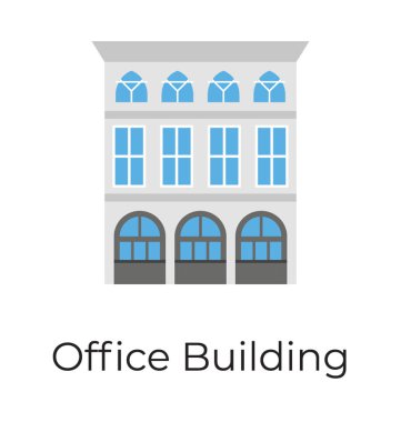 Ofis Binası düz simgesi 