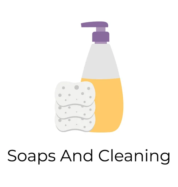Σαπούνι Και Καθαρισμού Επίπεδη Εικόνα Διάνυσμα — Διανυσματικό Αρχείο