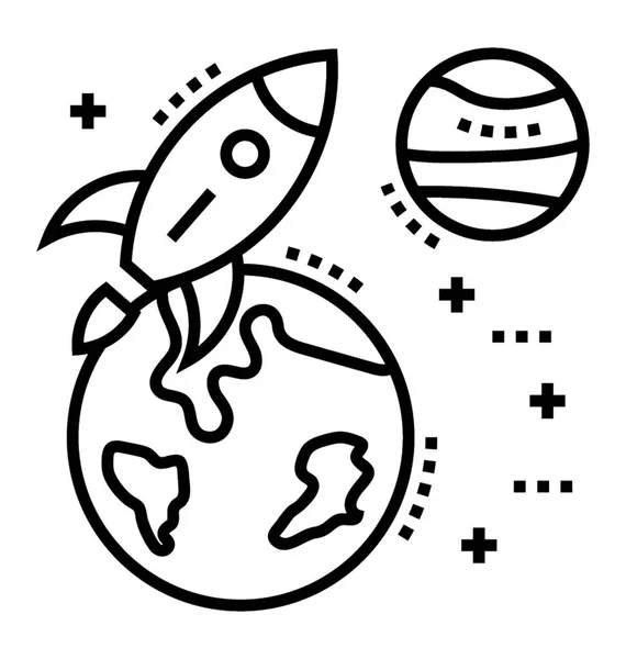 Icono Línea Cohete Espacial — Archivo Imágenes Vectoriales