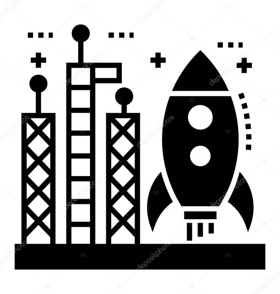 Solid icon of  rocket launch 