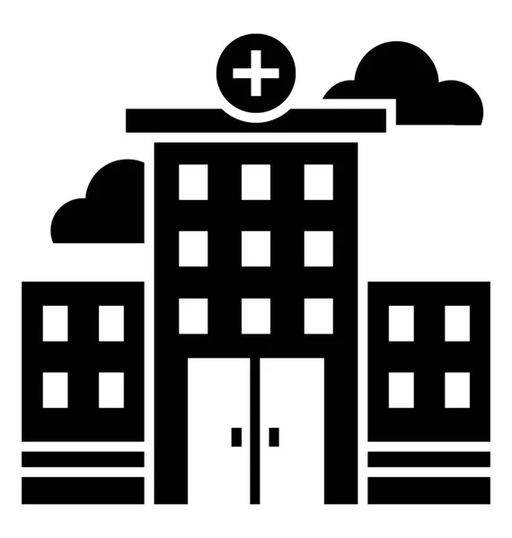 Krankenhaus Gebäude Solide Vektor Symbol — Stockvektor