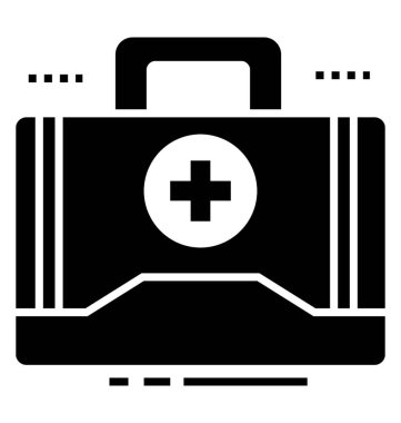 İlk yardım çantası, tıbbi kutusu glif simgesi tasarım 