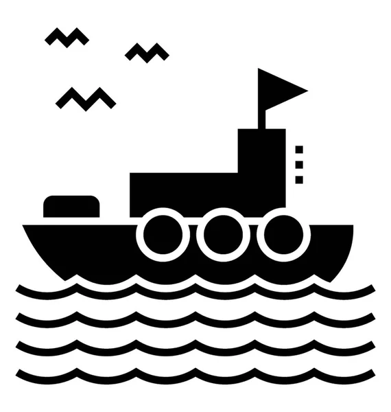 Barco Sólido Icono Diseño — Vector de stock