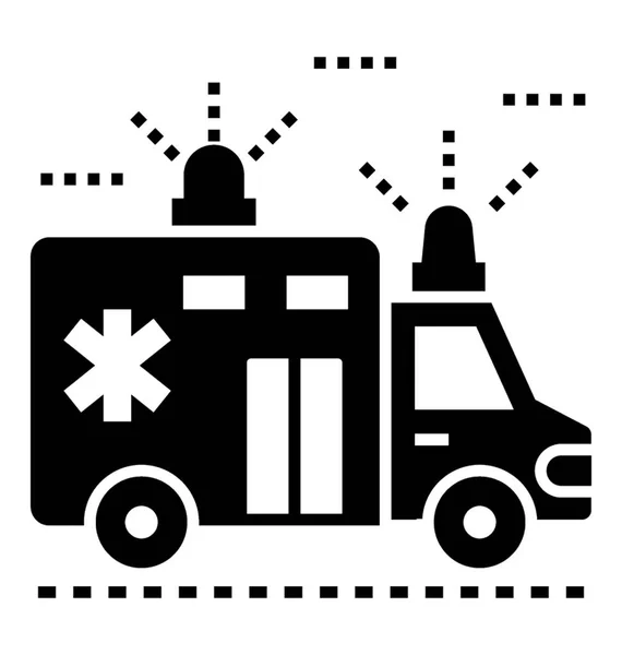 Ambulans Van Katı Vektör Simgesi — Stok Vektör