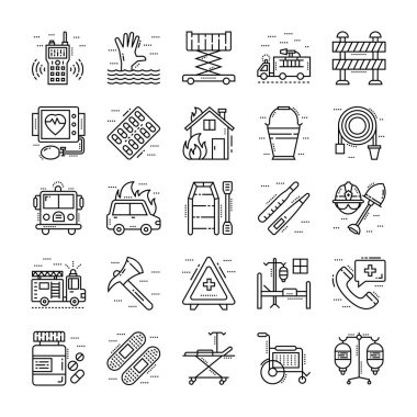 Kurtarma acil durum hattı Icons Set 