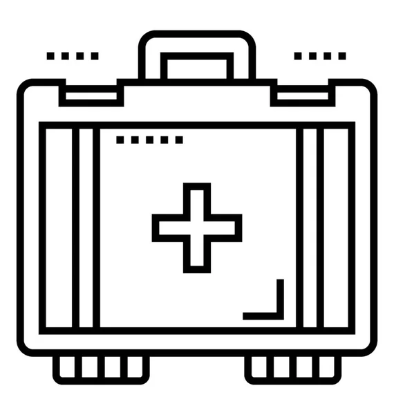 First Aid Kit Medical Box Line Icon Design — Stock Vector