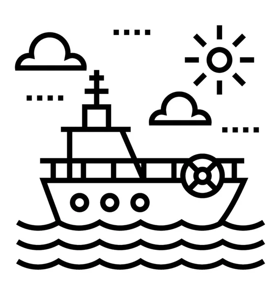 Ship Line Icon Design — Stock Vector