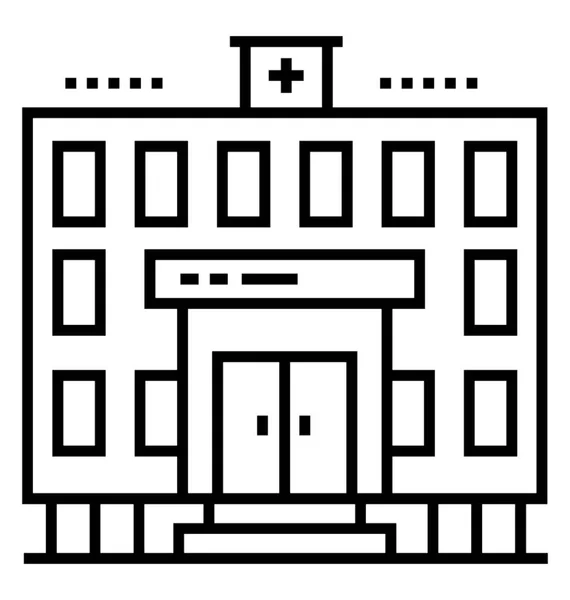 Hospital Edificio Línea Vector Icono — Vector de stock