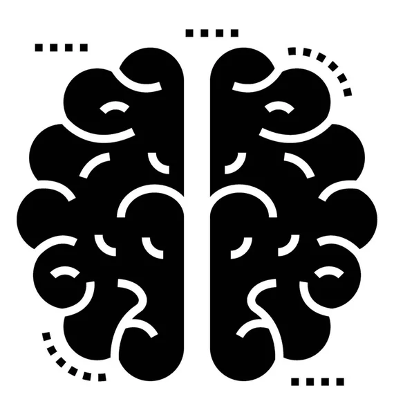 Cerveau Humain Cerveau Icône Vectorielle Solide — Image vectorielle