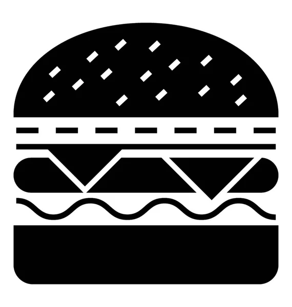 Hamburger Fast Food Solide Pictogram — Stockvector