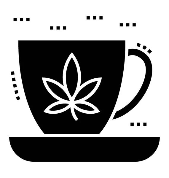 Marijuana Tea Glyph Vector Icon — Stock Vector