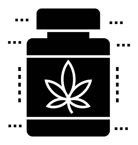 大麻の薬瓶 伝統的な治療薬 ベクトルのアイコン — ストックベクタ