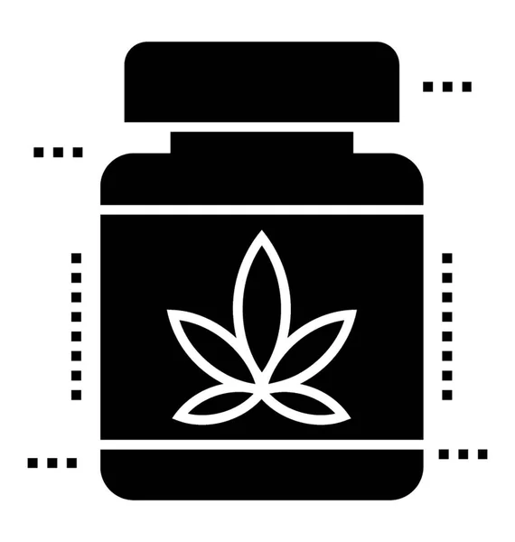 Cannabis Medicine Jar Traditional Remedy Vector Icon — Stock Vector