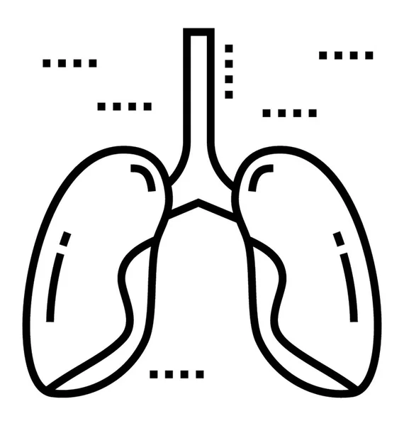 Ícone Linha Dos Pulmões Órgão Respiratório — Vetor de Stock