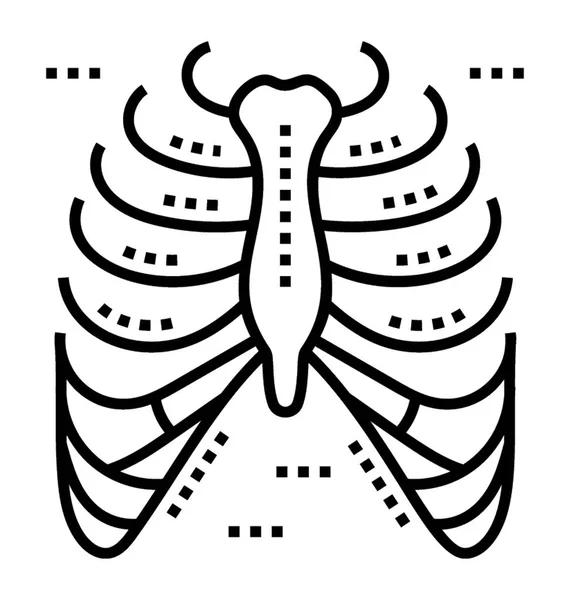 Rib Cage Lijn Vector Pictogram — Stockvector