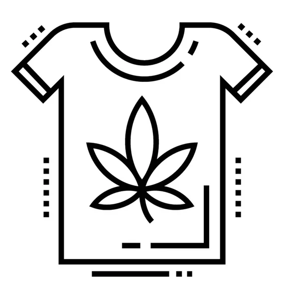 Cannabis Shirt Ícone Vetor Linha —  Vetores de Stock