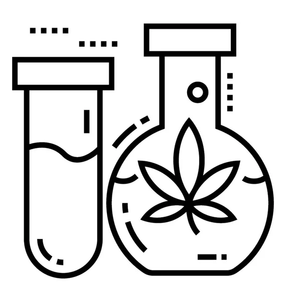 Frasco Con Probeta Cannabis Investigación Médica — Vector de stock