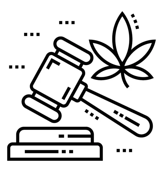 Ley Marihuana Icono Vector Línea — Vector de stock