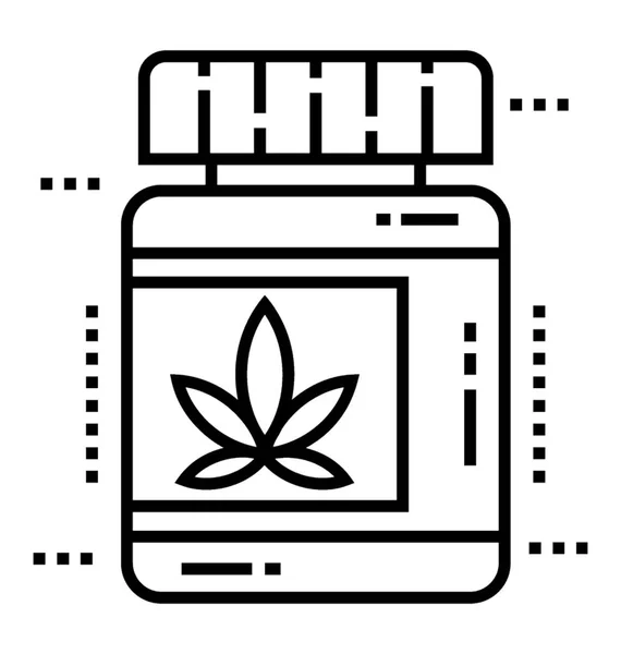 Tarro Medicina Cannabis Remedio Tradicional Icono Vector — Vector de stock