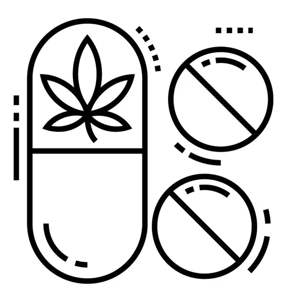 Medicina Del Cannabis Píldora Remedio Tradicional Icono Del Vector — Vector de stock