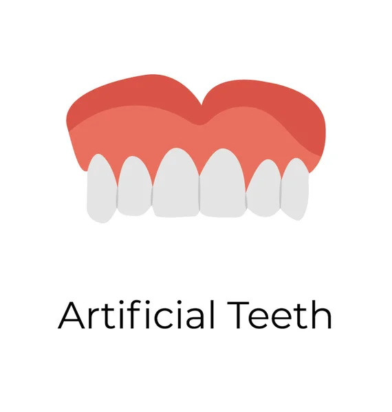 Τεχνητά Δόντια Επίπεδη Διάνυσμα Εικονίδιο — Διανυσματικό Αρχείο
