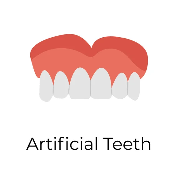 Dentes Artificiais Ícone Vetor Plano —  Vetores de Stock