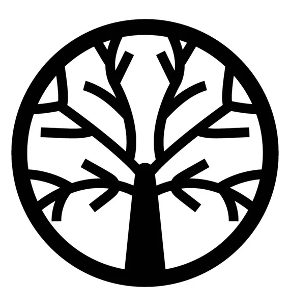 Nagie Drzewo Zaokrąglone Symbol Zima Drzewo — Wektor stockowy