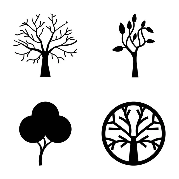 Träd Symboler Ikonen Bundle — Stock vektor