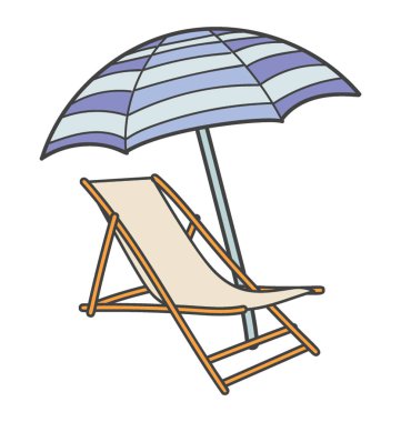 Beach kavramı, şezlong doodle 