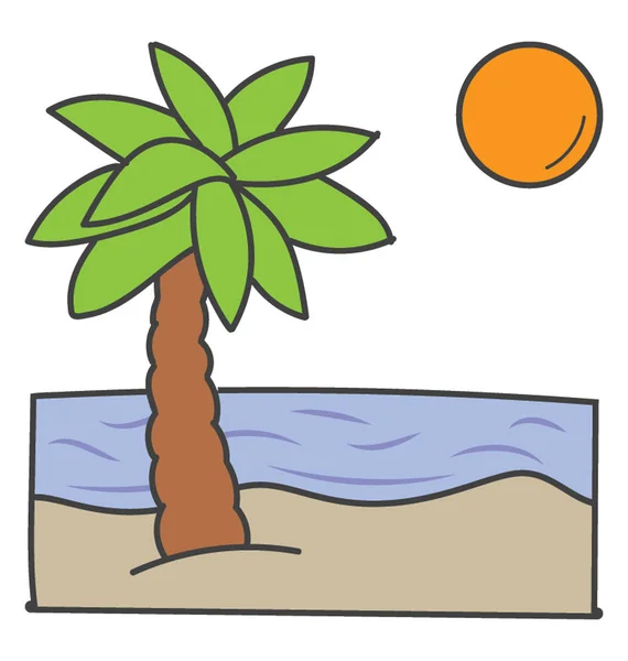 Isola Spiaggia Doodle Vettore — Vettoriale Stock