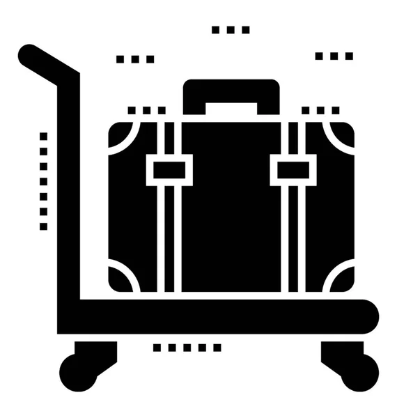 Chariot Bagages Icône Vectorielle Solide — Image vectorielle
