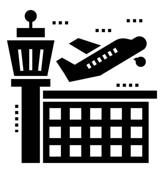 Control Tráfico Aéreo Icono Vector Glifo — Vector de stock