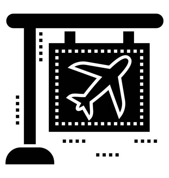 Airport Guide Post Icono Vector Sólido — Vector de stock