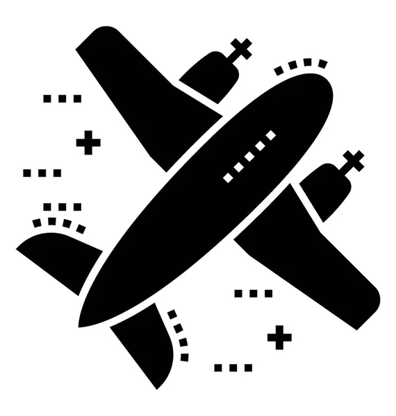Тверда Векторна Іконка Літака Повітряний Транспорт — стоковий вектор