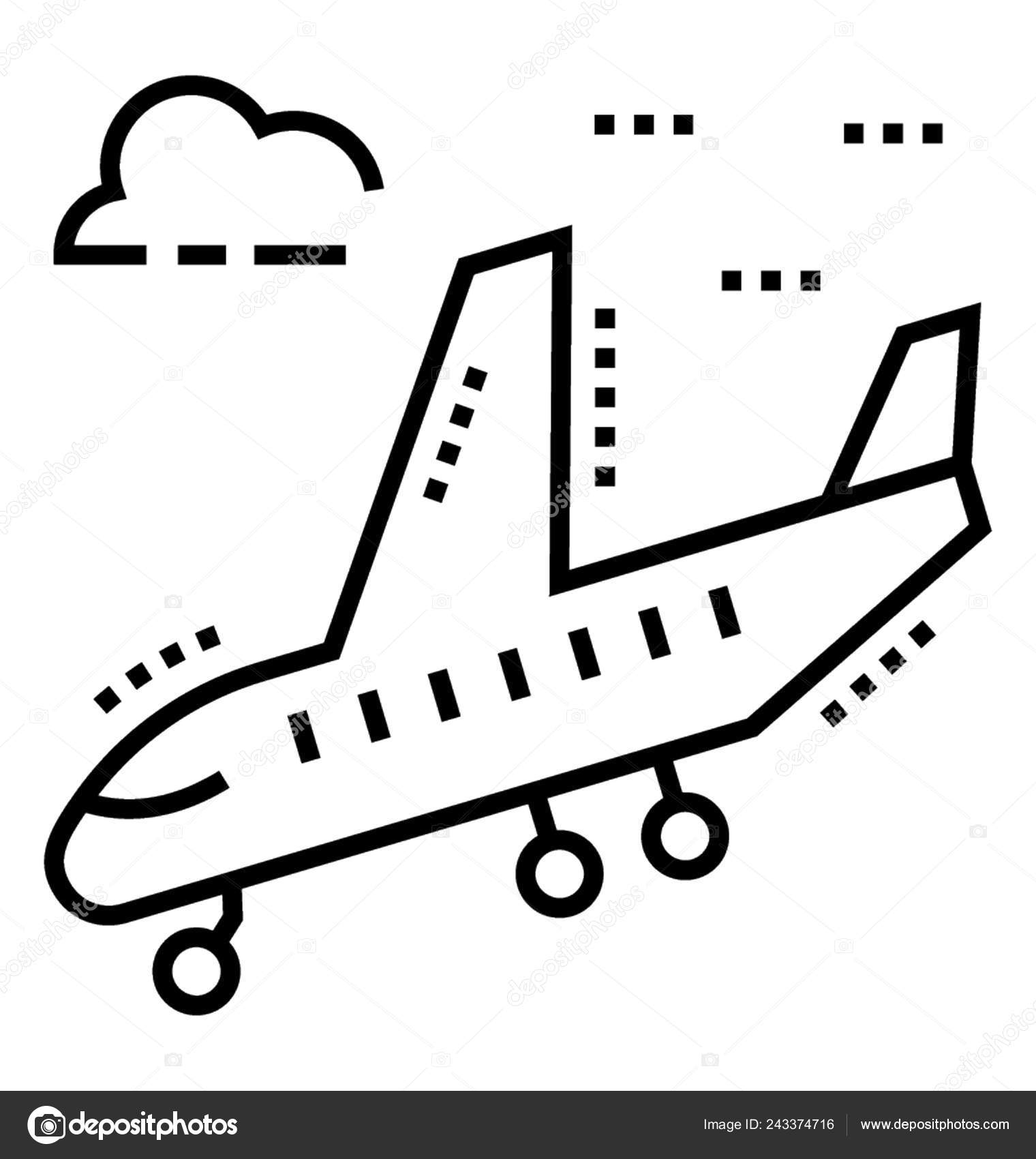 Airplane Landing Line Vector Icon Stock Vector by ©prosymbols 243374716, image size:1520x1700