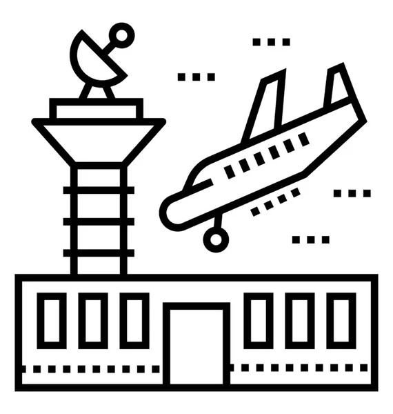 Kontroli Ruchu Lotniczego Linia Wektor Ikona — Wektor stockowy
