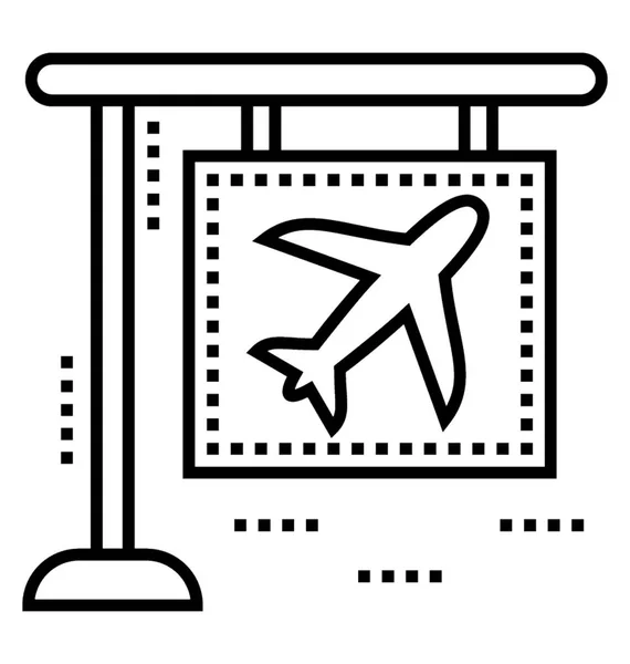 Airport Guide Post Icono Vector Línea — Vector de stock