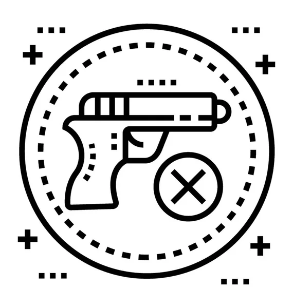 Ikon Vektor Baris Larangan Pistol Tidak Diijinkan - Stok Vektor