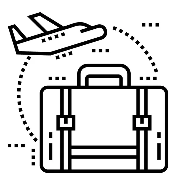 Icono Vector Línea Viaje Aéreo — Vector de stock