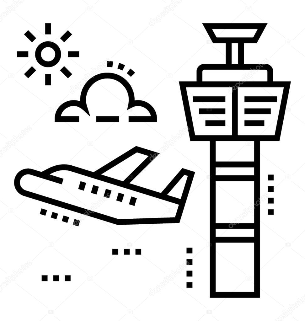 Air traffic control, line vector icon.