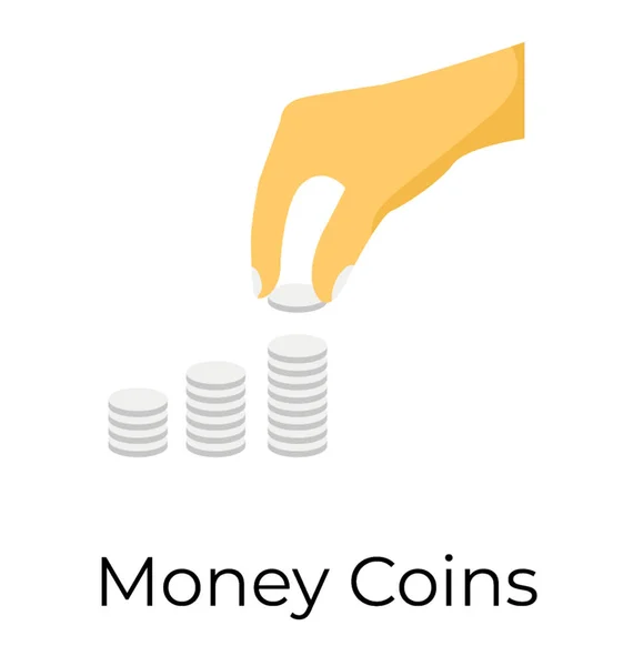Plochý Design Peníze Mince Ikony — Stockový vektor