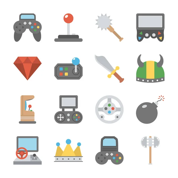 Pack Video Games Flat Icons — Stock Vector