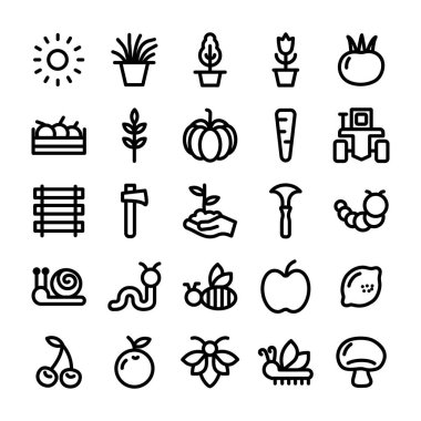 Bahçe aletleri satır Icons Set