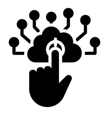 Bulut dokunun glif simge vektör 
