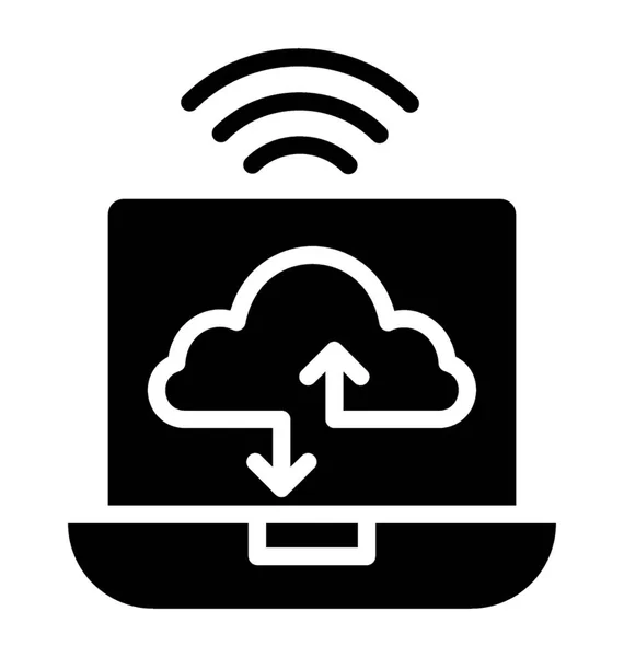 Cloud Réseau Glyphe Icône Vecteur — Image vectorielle