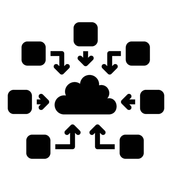 Glyf Ikonu Cloud Computing Cloudové Služby — Stockový vektor