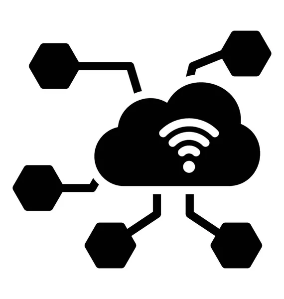 Cloud Hosting Ikona Glifów — Wektor stockowy