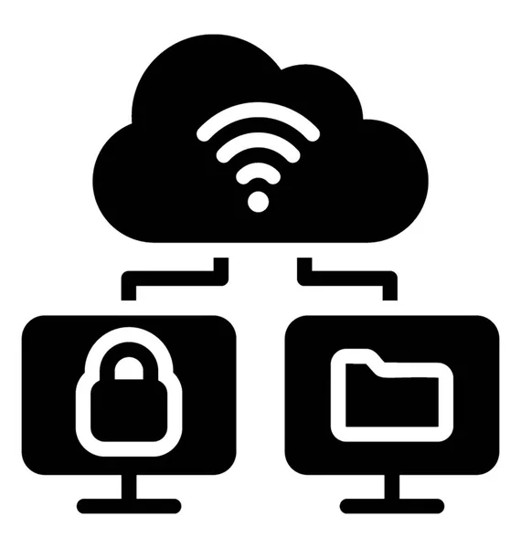 Tecnología Nube Protección Datos Nube — Vector de stock